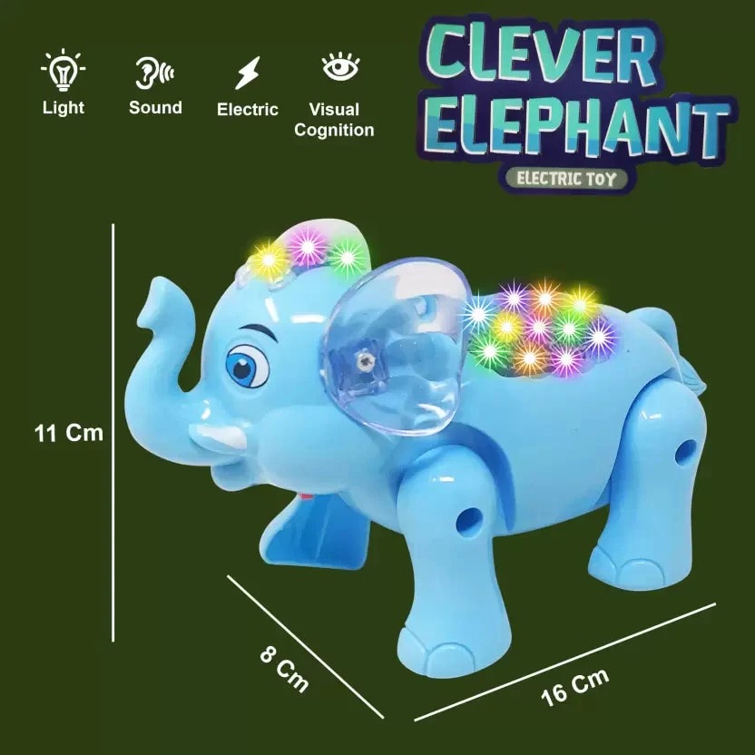 Walking Elephant Toy for Kids | Interactive Elephant with LED Lights, Music & Sound Effects alternate view
