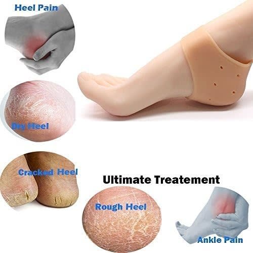 Silicone Gel Heel Protector Sleeves | Soft Cushion Heel Cups for Pain Relief & Cracked Heel Protection (1 Pair) 5