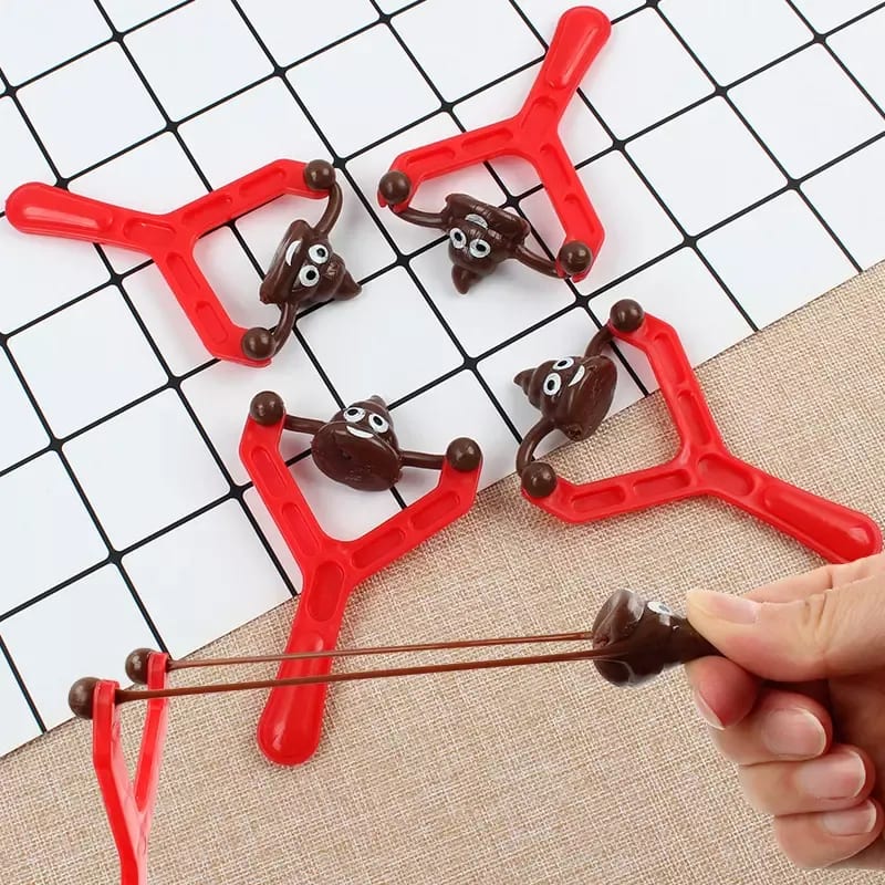 Papatoys 2-Piece Funny Poop Slingshot Toy Set – Stretchy Flying Novelty Toy for Kids