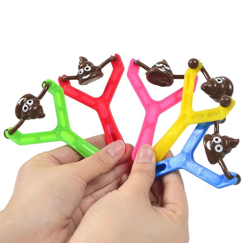 Papatoys 2-Piece Funny Poop Slingshot Toy Set – Stretchy Flying Novelty Toy for Kids 3
