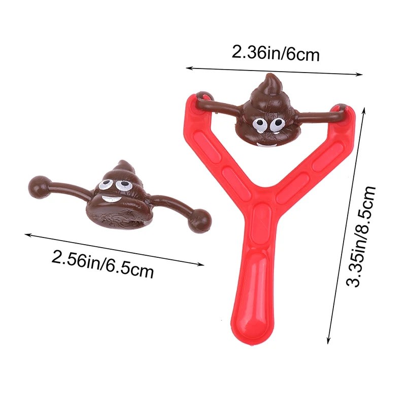 Papatoys 2-Piece Funny Poop Slingshot Toy Set – Stretchy Flying Novelty Toy for Kids 12