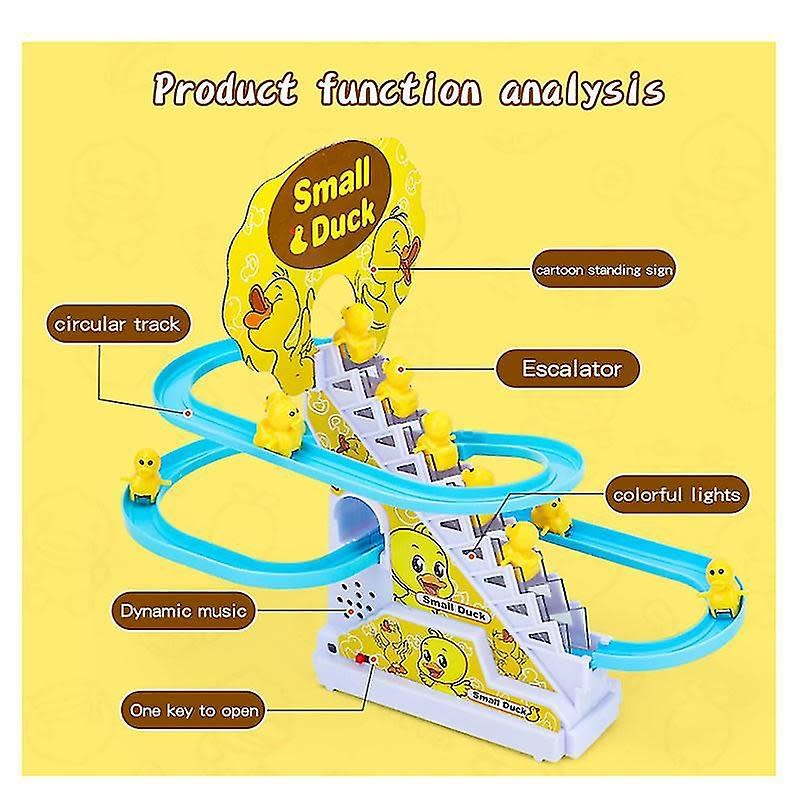 Papatoys Electric Climbing Duck Stair Track Set – Musical Automatic Duck Climbing Toy for Kids 3