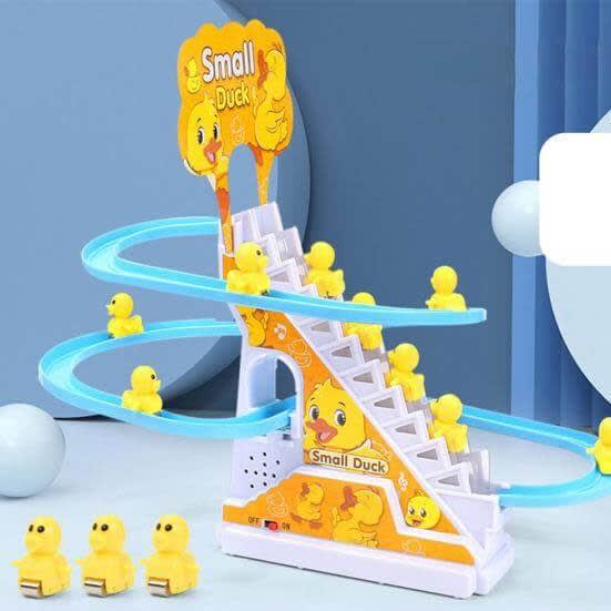 Papatoys Electric Climbing Duck Stair Track Set – Musical Automatic Duck Climbing Toy for Kids 4
