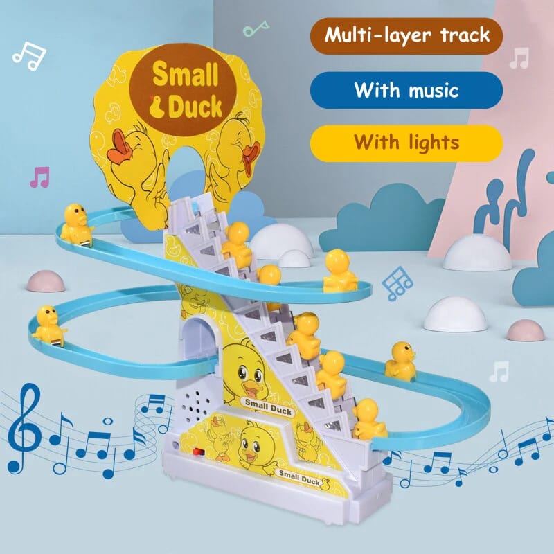 Papatoys Electric Climbing Duck Stair Track Set – Musical Automatic Duck Climbing Toy for Kids 5