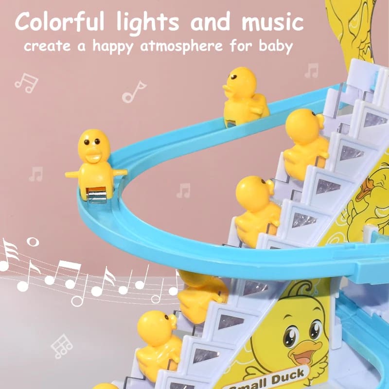 Papatoys Electric Climbing Duck Stair Track Set – Musical Automatic Duck Climbing Toy for Kids 6