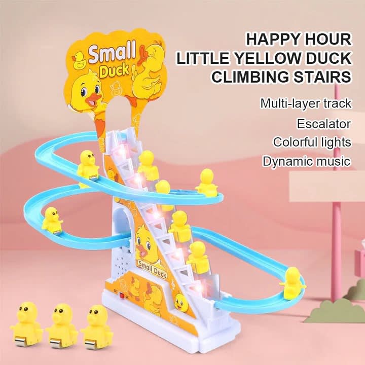 Papatoys Electric Climbing Duck Stair Track Set – Musical Automatic Duck Climbing Toy for Kids 8