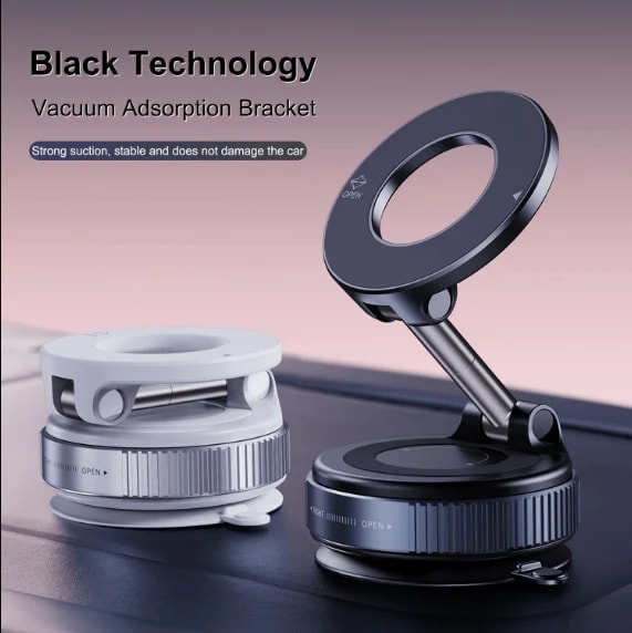 360° Adjustable Magnetic Vacuum Phone Holder – Strong Suction Mount for Car, Desk & Smooth Surfaces