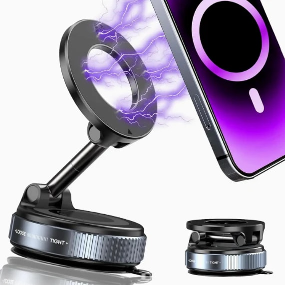 360° Adjustable Magnetic Vacuum Phone Holder – Strong Suction Mount for Car, Desk & Smooth Surfaces alternate view
