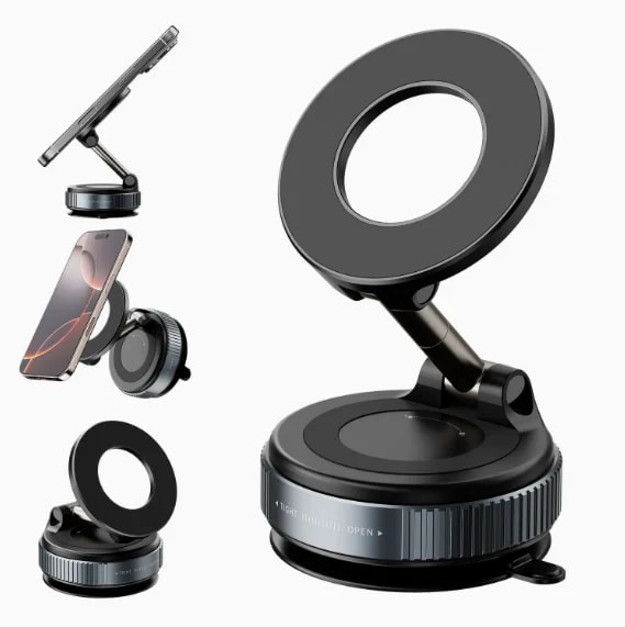 360° Adjustable Magnetic Vacuum Phone Holder – Strong Suction Mount for Car, Desk & Smooth Surfaces 3