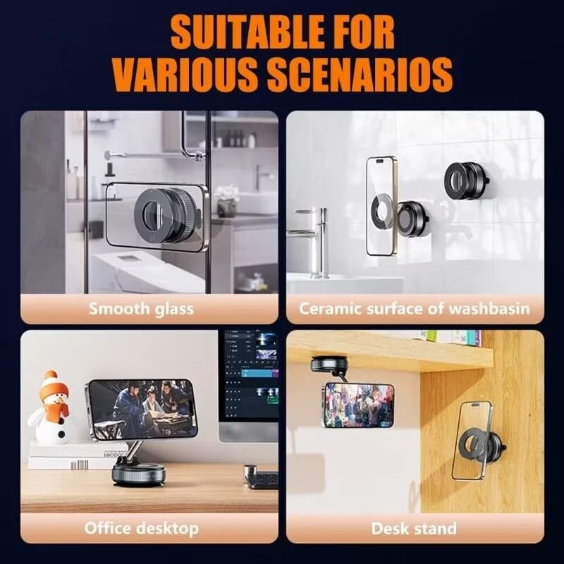 360° Adjustable Magnetic Vacuum Phone Holder – Strong Suction Mount for Car, Desk & Smooth Surfaces 9