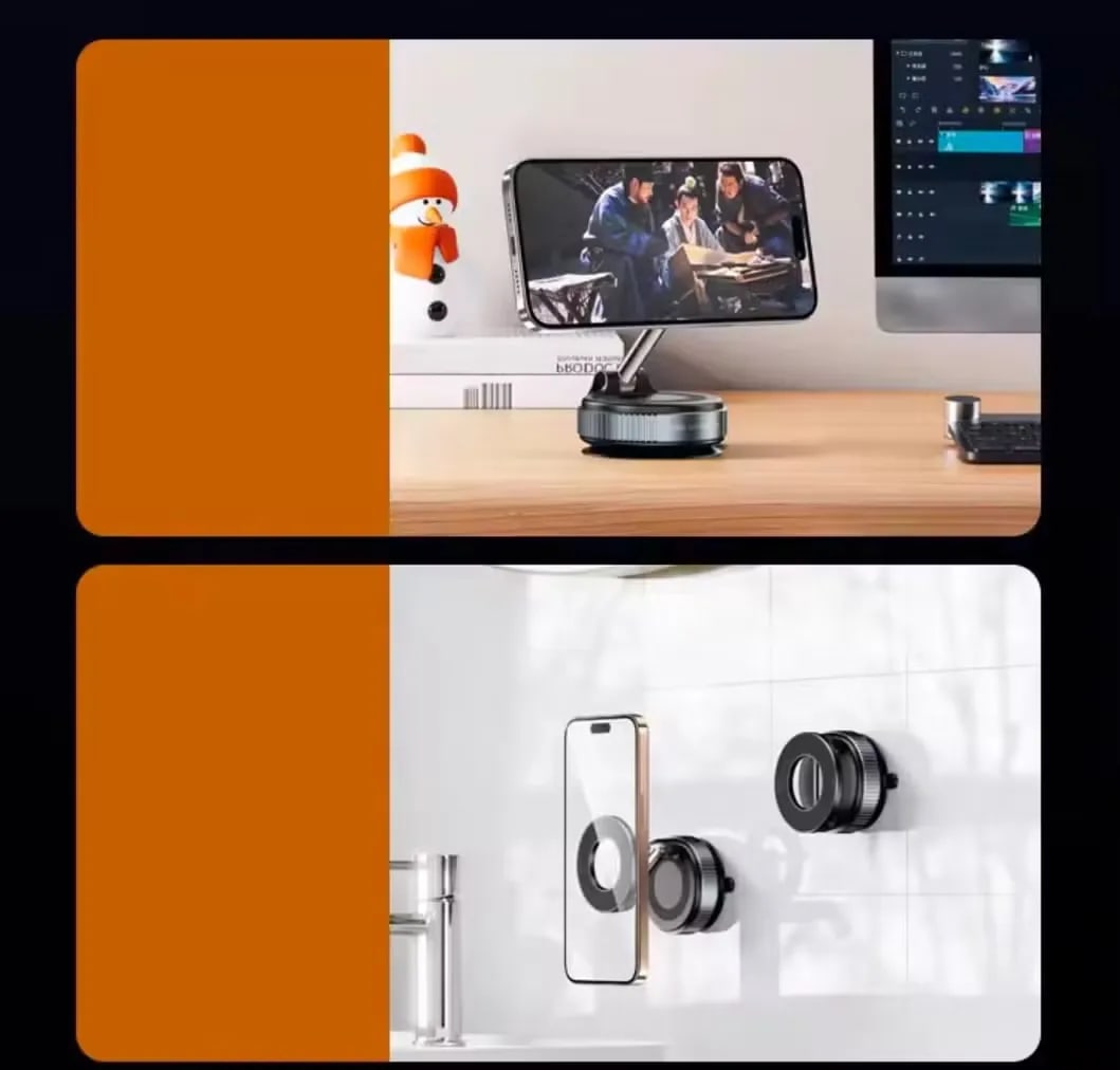 360° Adjustable Magnetic Vacuum Phone Holder – Strong Suction Mount for Car, Desk & Smooth Surfaces 10
