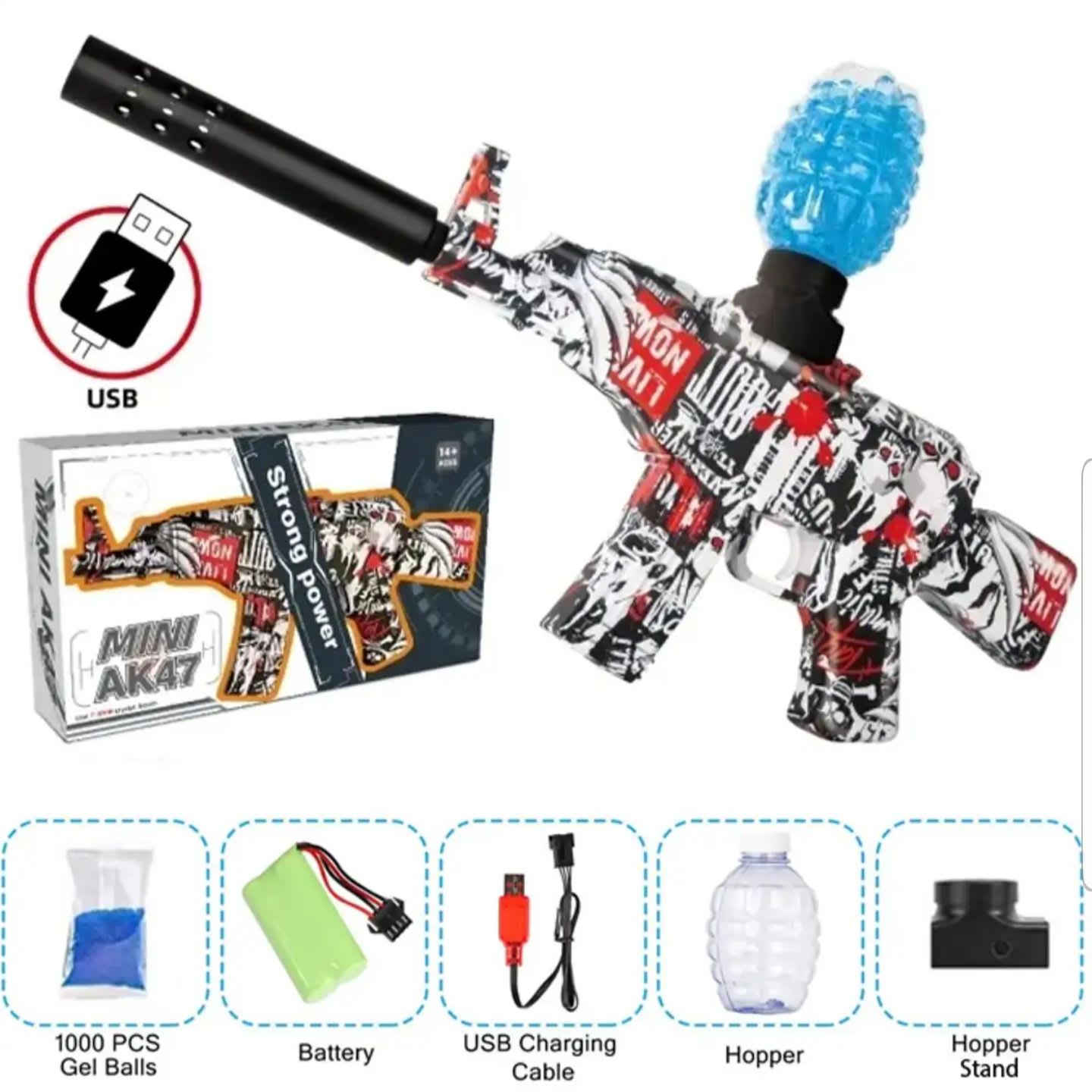 Rechargeable Electric Gel Blaster Toy for Kids – With 1000 Gel Balls