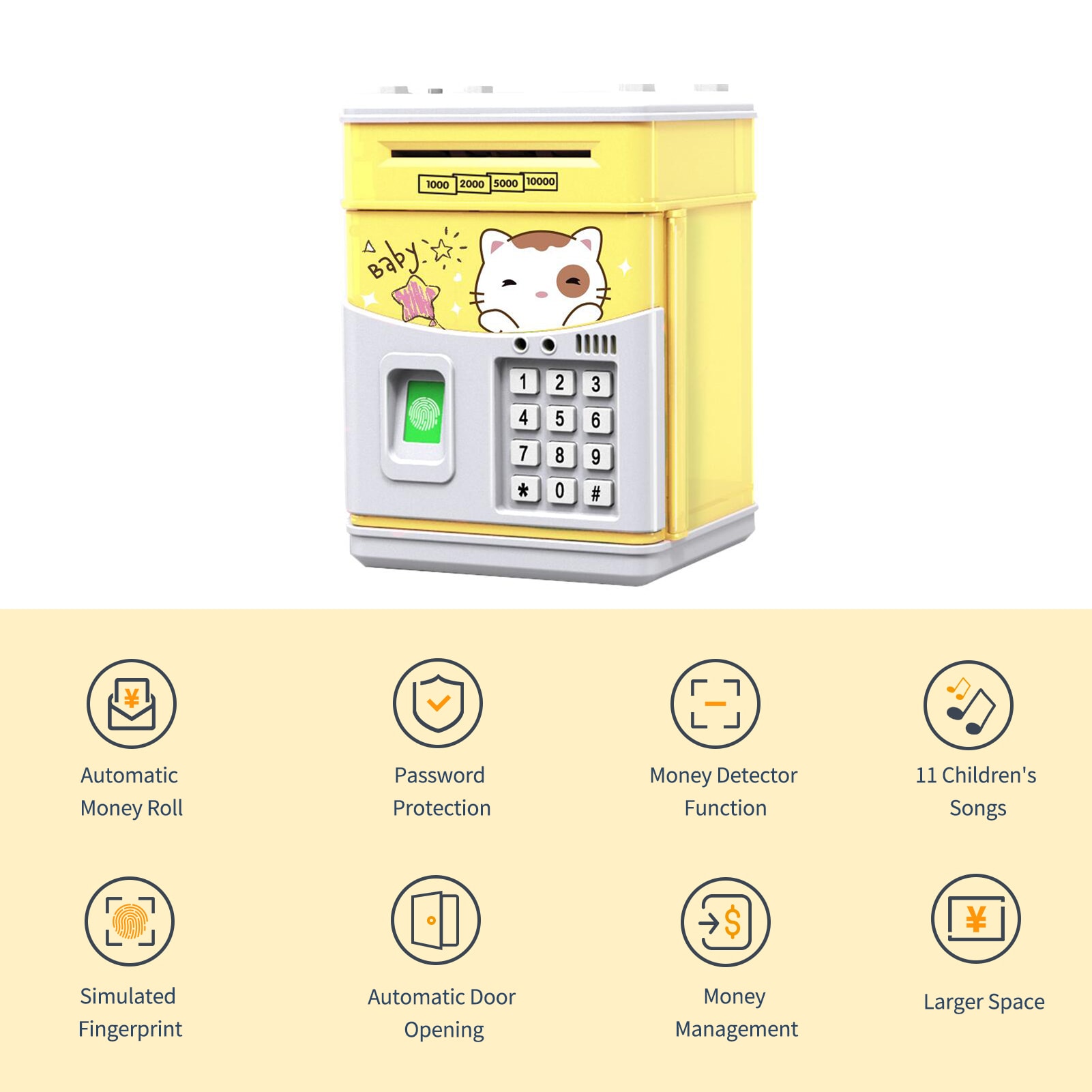 Electronic ATM Piggy Bank for Kids – Password & Fingerprint Lock Money Saving Box 6