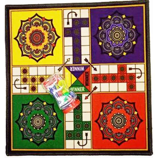Large Ludo Mat Carpet Game 2x2 Ft – Foldable & Washable Ludo Set with Big Goti