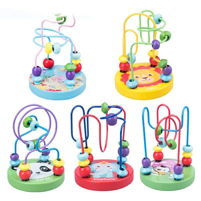 Montessori Wooden Bead Maze Toy for Babies – Circle Wire Roller Coaster Puzzle alternate view