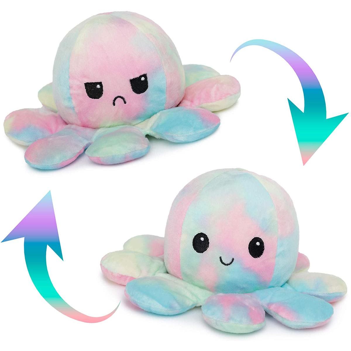 Reversible Octopus Plush Toy – Rainbow Mood Flip Stuffed Soft Pillow (Random Color) 3