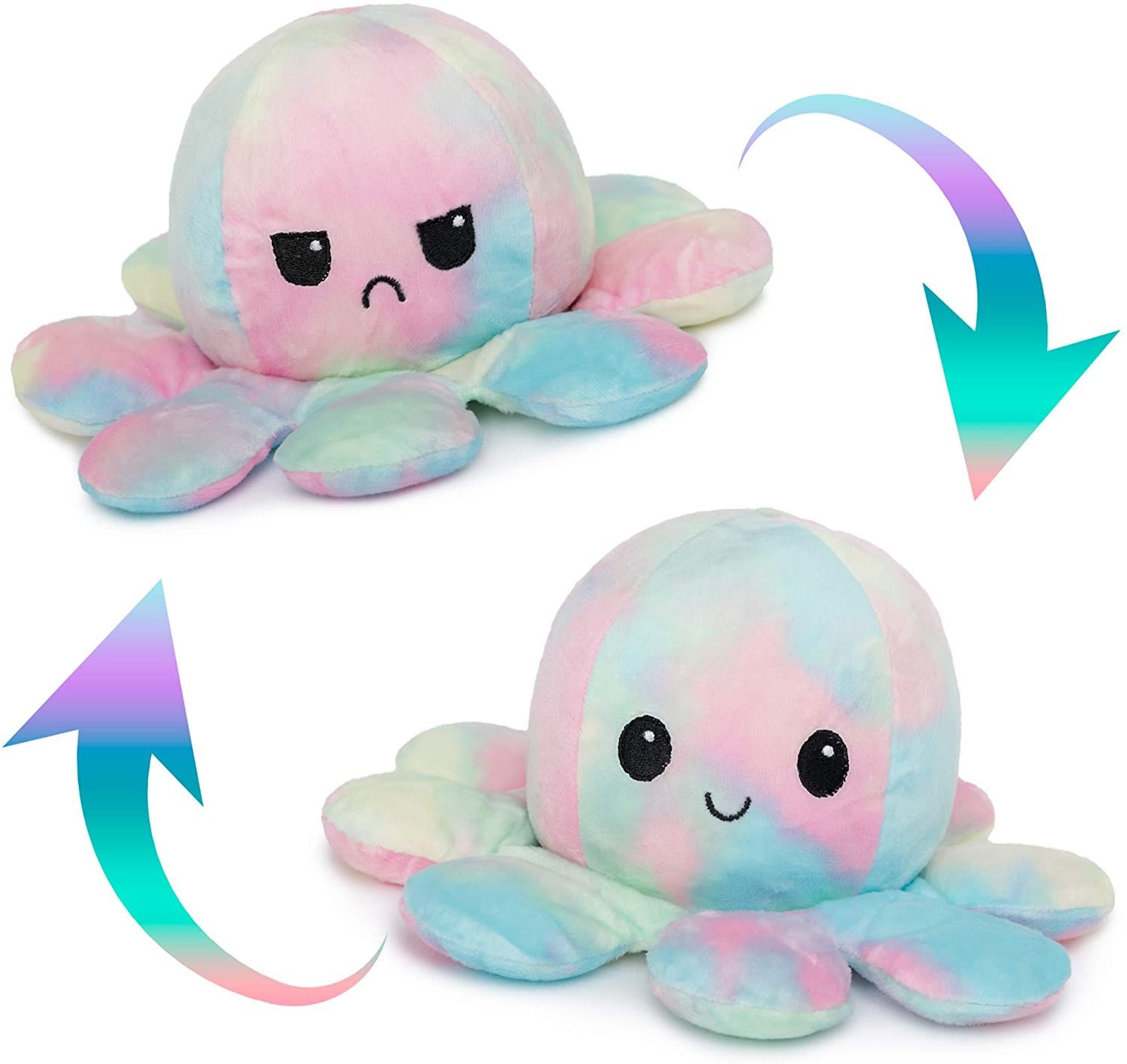 Reversible Octopus Plush Toy – Rainbow Mood Flip Stuffed Soft Pillow (Random Color) 5
