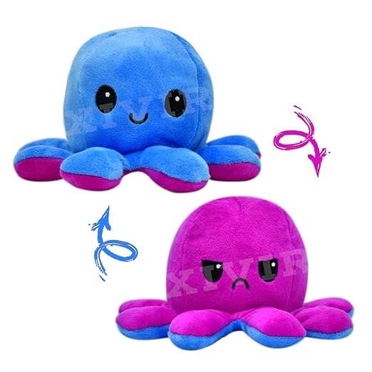 Reversible Octopus Plush Toy – Rainbow Mood Flip Stuffed Soft Pillow (Random Color) 6