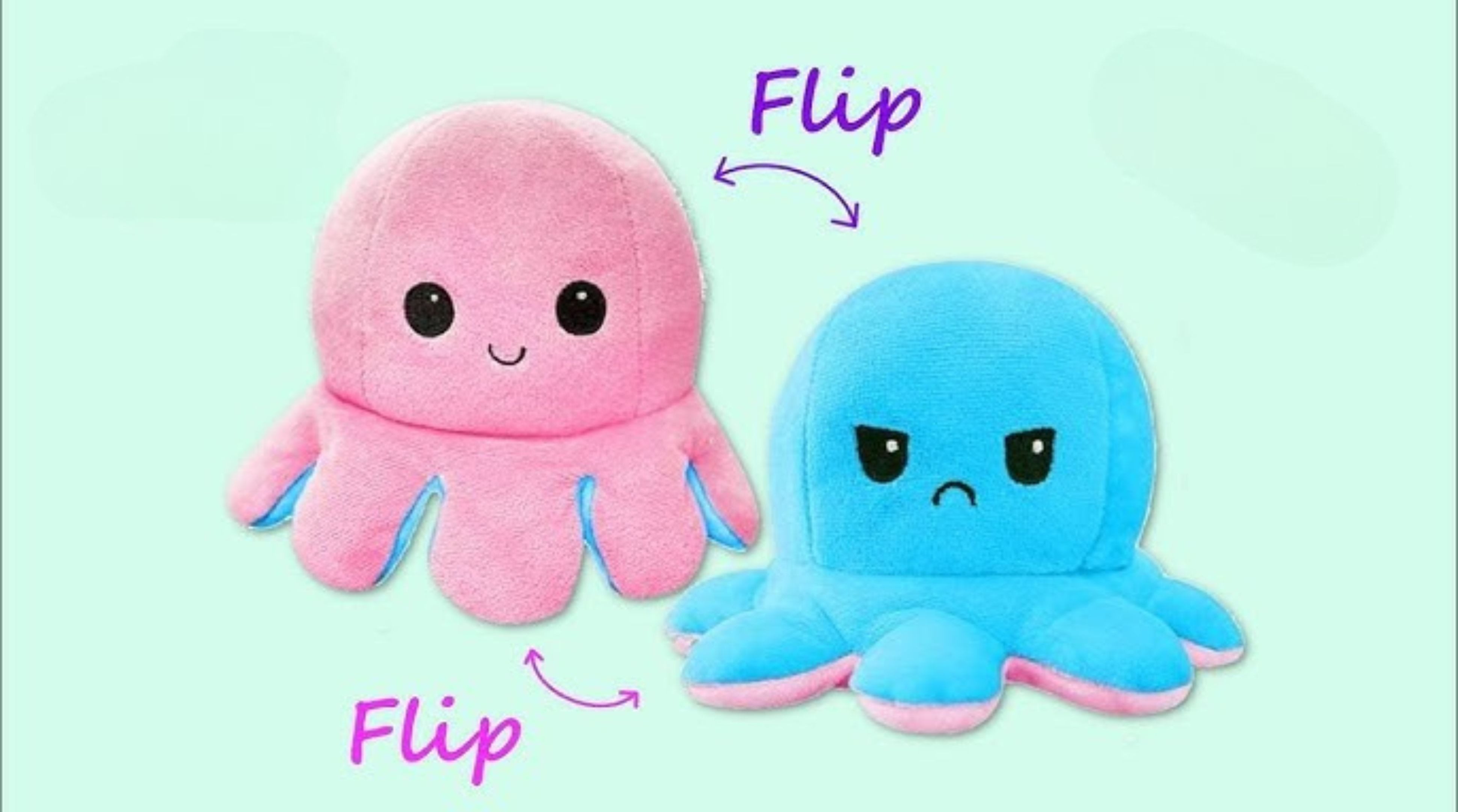 Reversible Octopus Plush Toy – Rainbow Mood Flip Stuffed Soft Pillow (Random Color) 7