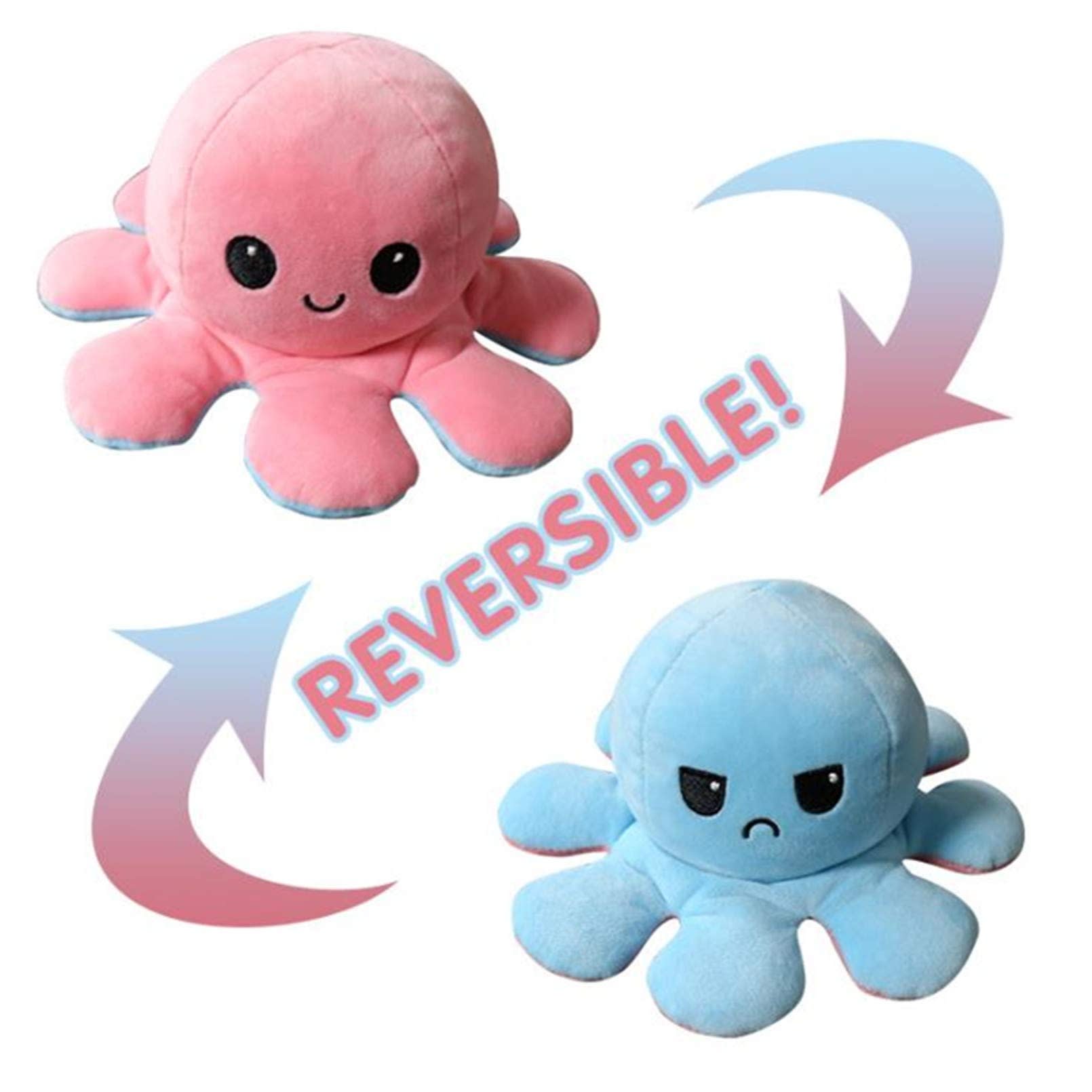 Reversible Octopus Plush Toy – Rainbow Mood Flip Stuffed Soft Pillow (Random Color) 8