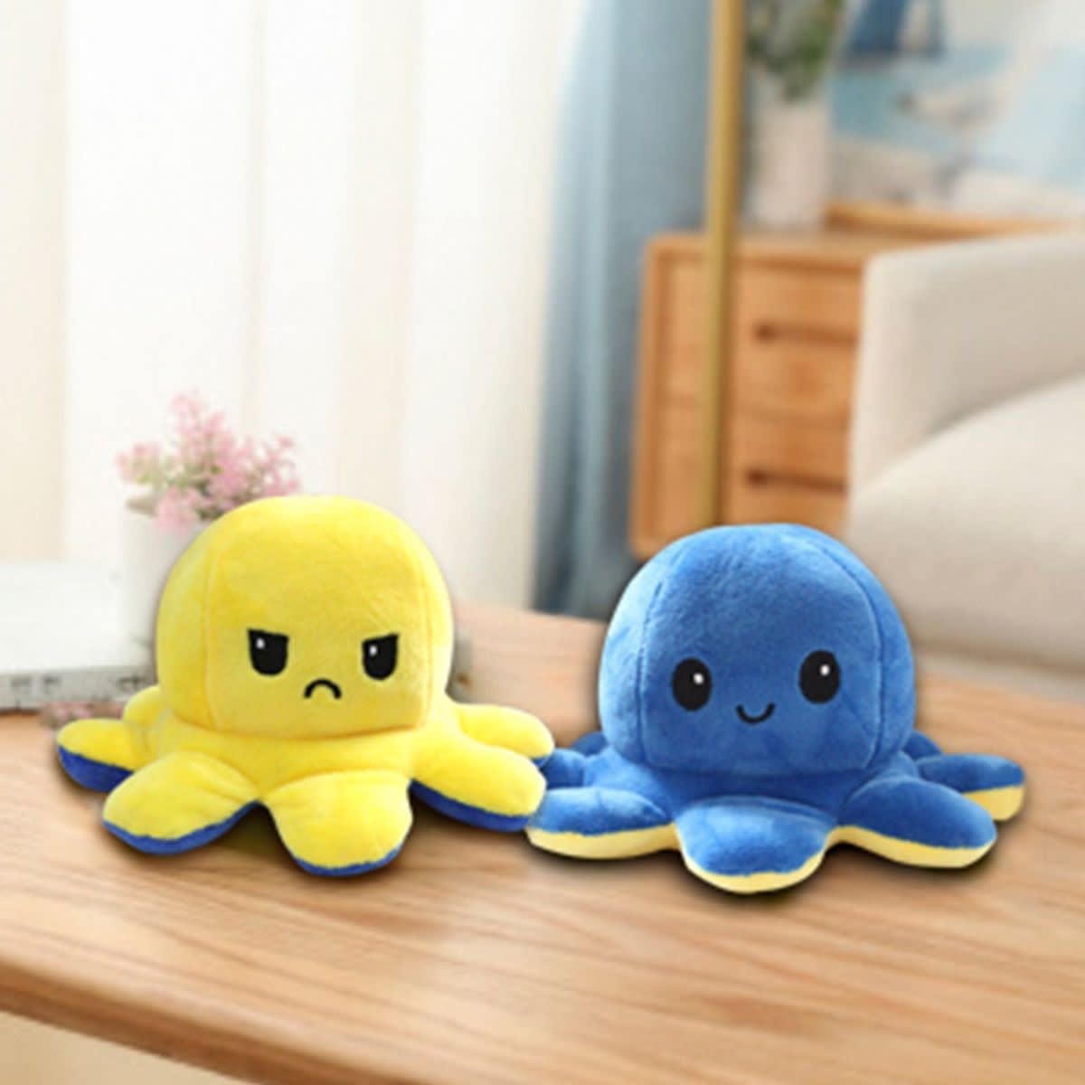Reversible Octopus Plush Toy – Rainbow Mood Flip Stuffed Soft Pillow (Random Color) 10
