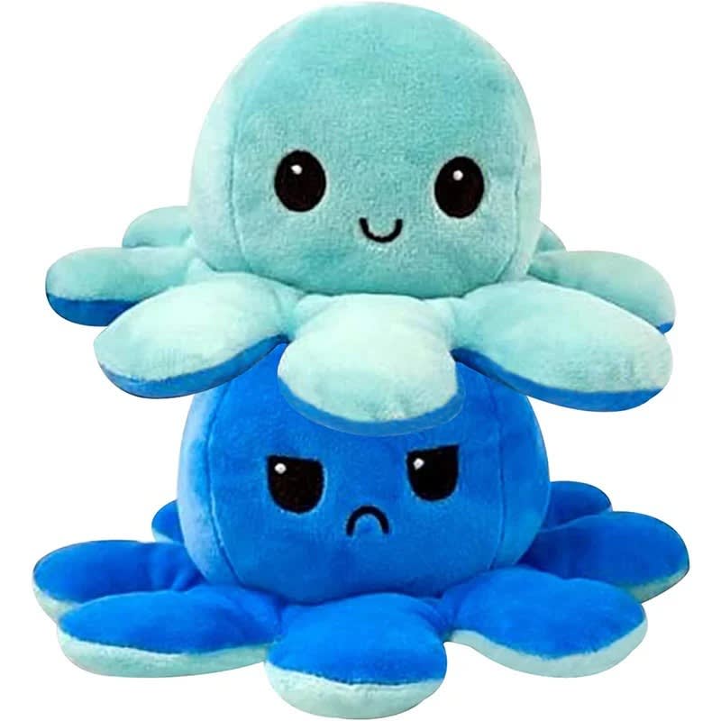 Reversible Octopus Plush Toy – Rainbow Mood Flip Stuffed Soft Pillow (Random Color) 12