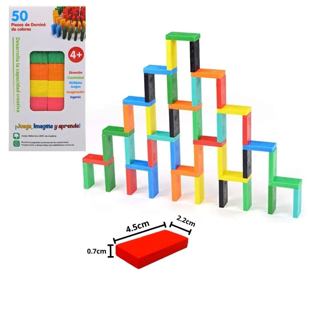 100 Pieces Wooden Domino Blocks Set – Multicolor Educational Building & Stacking Toy for Kids 6