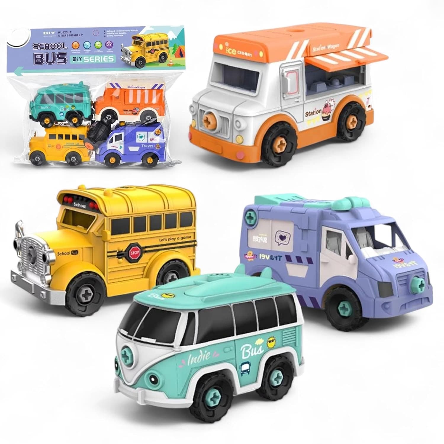 DIY Disassembly Vehicles Set – 4 Pieces Take Apart Construction Toy for Kids alternate view
