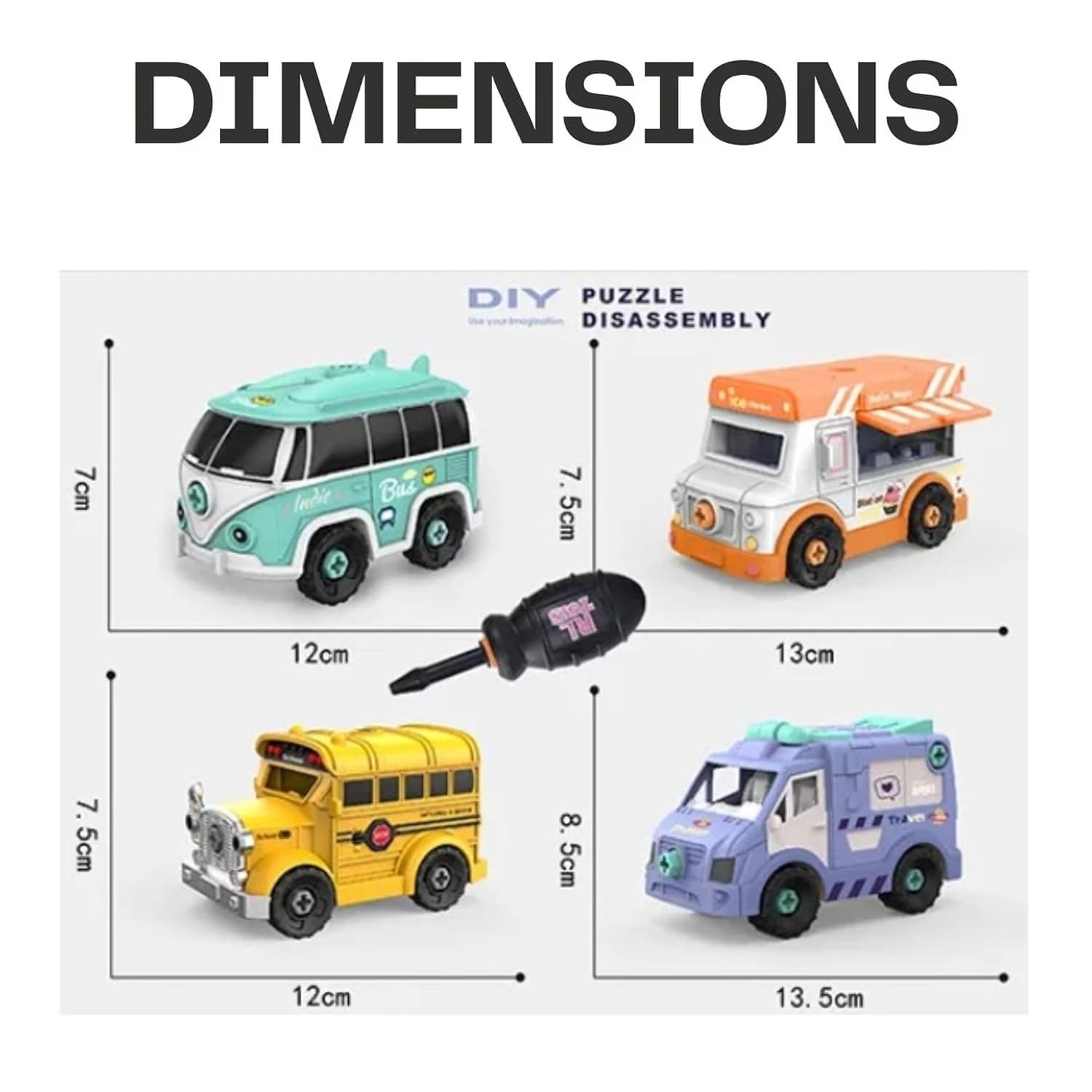 DIY Disassembly Vehicles Set – 4 Pieces Take Apart Construction Toy for Kids 4
