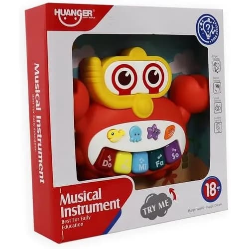 Huanger Musical Crab Piano for Toddlers – Interactive Light & Sound Educational Toy