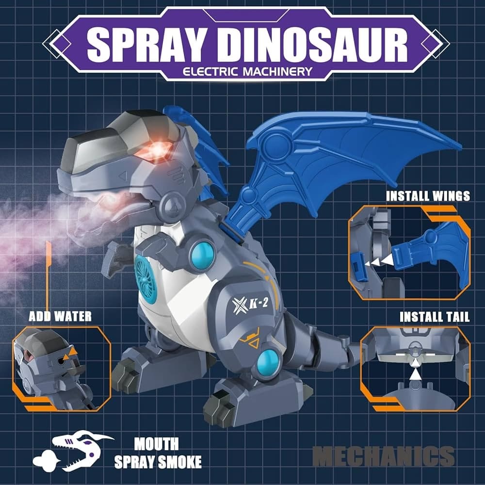 Electric Spray Dinosaur Toy with Lights & Music – Walking Mist Dinosaur for Kids 3
