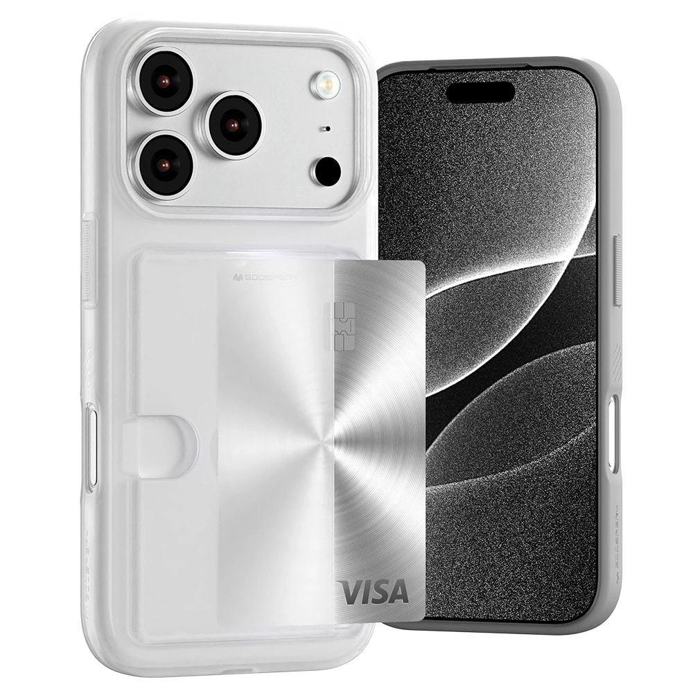 Mercury Goospery Rail 2 Card Holder Case, iPhone 18 Pro Max · Transparent