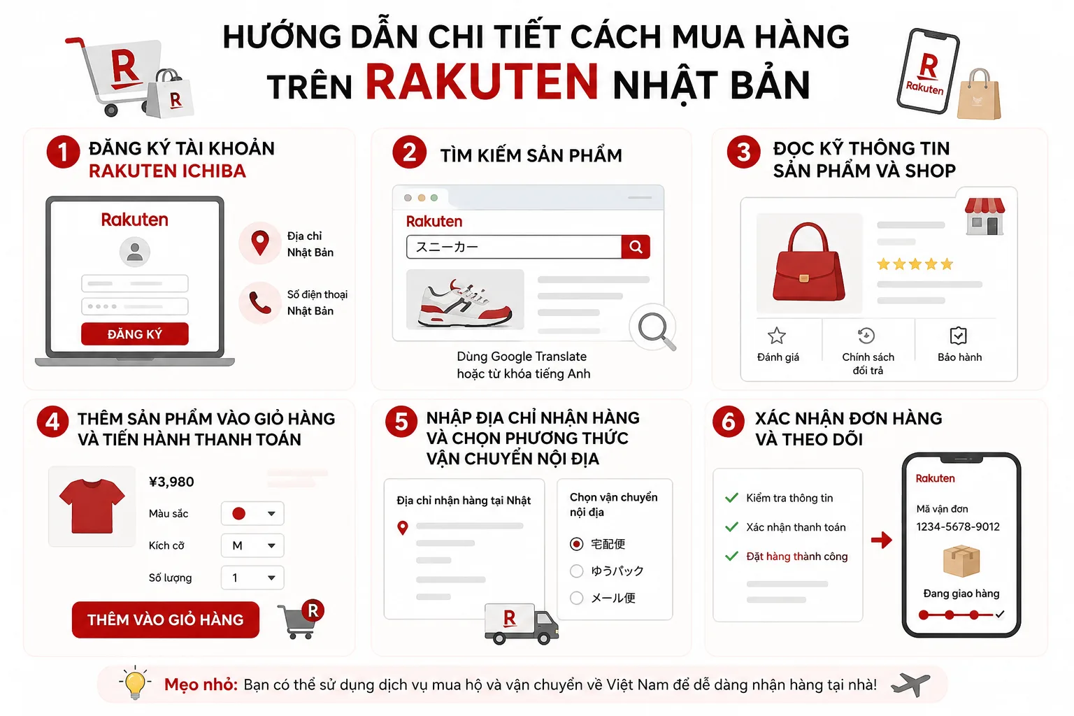 Mua hàng trên Rakuten Nhật Bản dễ dàng, tiện lợi.
