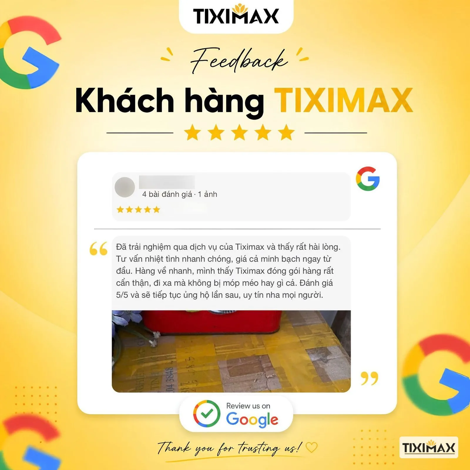 Feedback của công ty vận chuyển quốc tế Tiximax