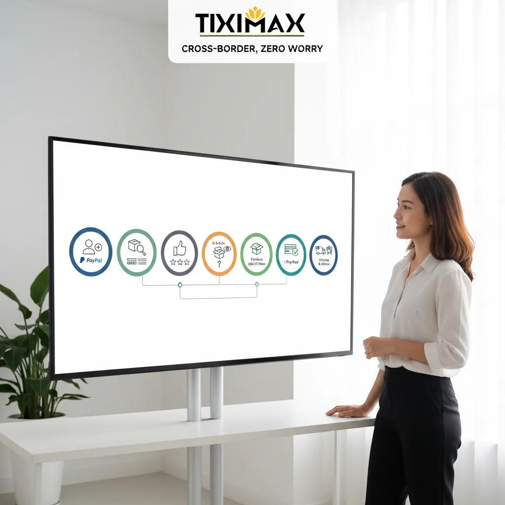 Người phụ nữ nhìn màn hình cách mua hàng trên eBay