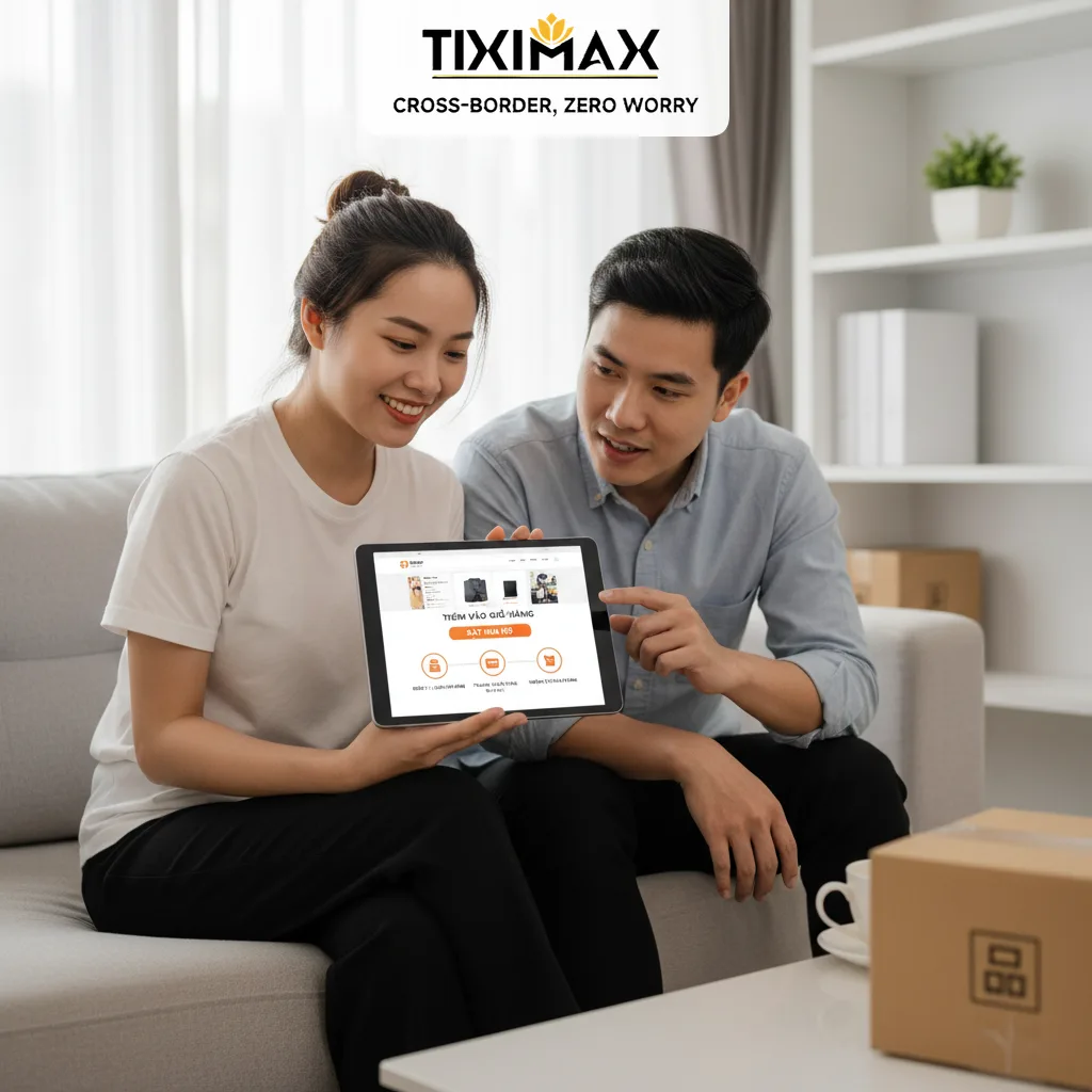 Người Việt xem giao diện đặt hàng mua hộ trên tablet.