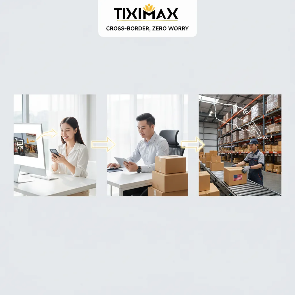 Quy trình mua hộ hàng Walmart Mỹ: Đặt hàng, xử lý, vận chuyển.