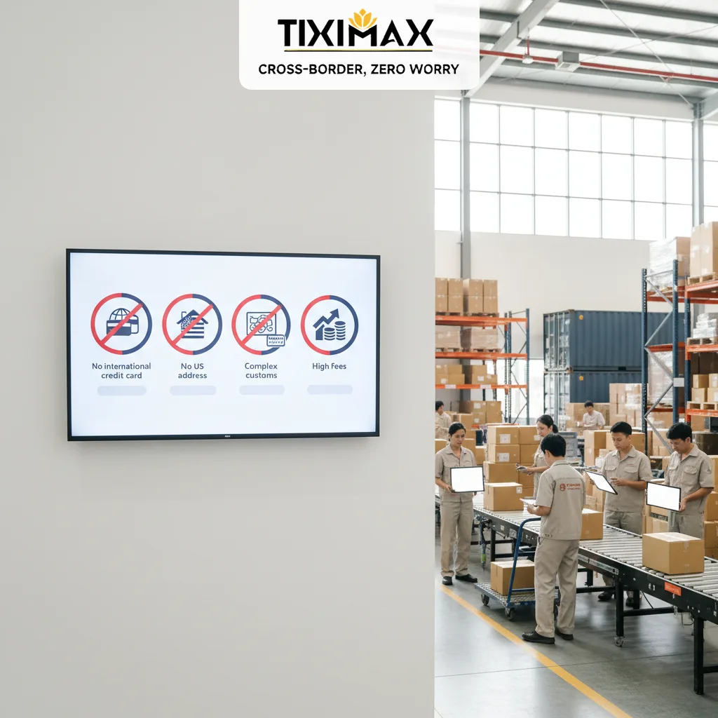 Màn hình hiển thị rào cản mua hàng quốc tế tại kho.