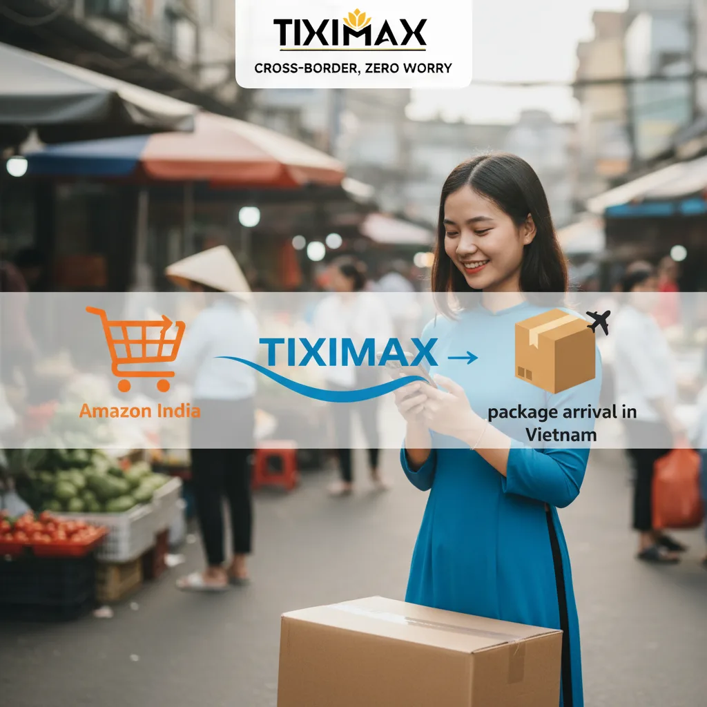 Cô gái Việt mỉm cười mua hàng amazon ấn độ về việt nam