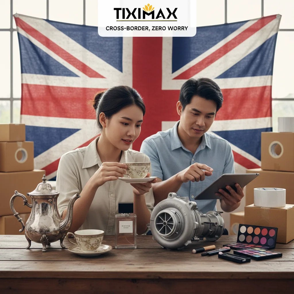 Hai nhân viên thực hiện mua hàng ebay từ Anh.