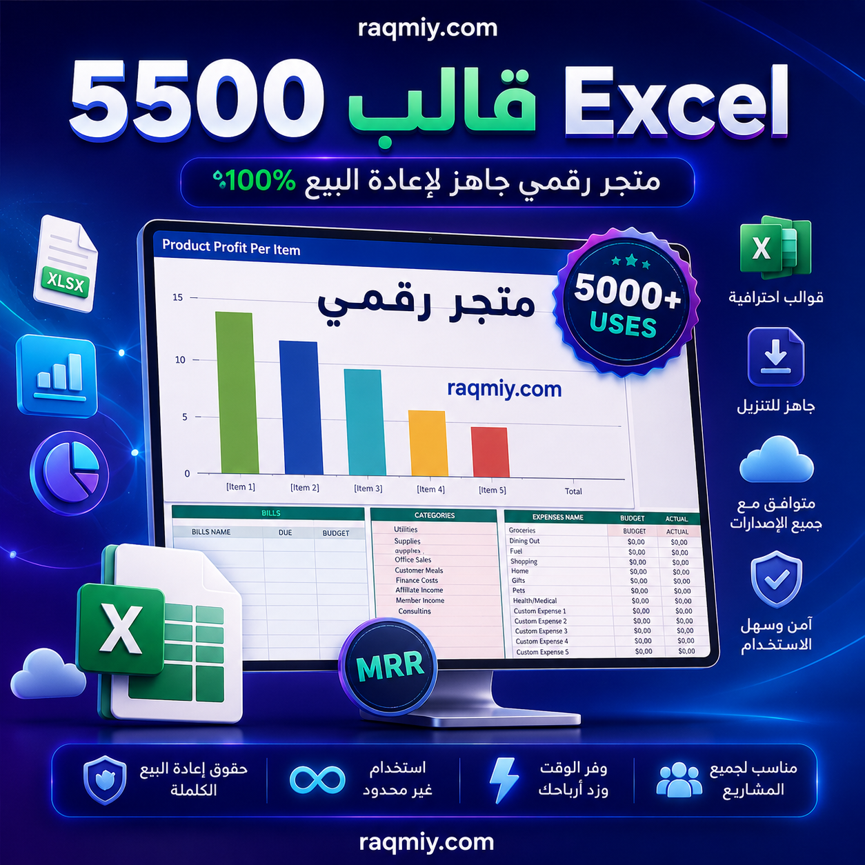 أكثر من 5000 قالب Excel متميز للأعمال | إمكانية الربح بنسبة 100%