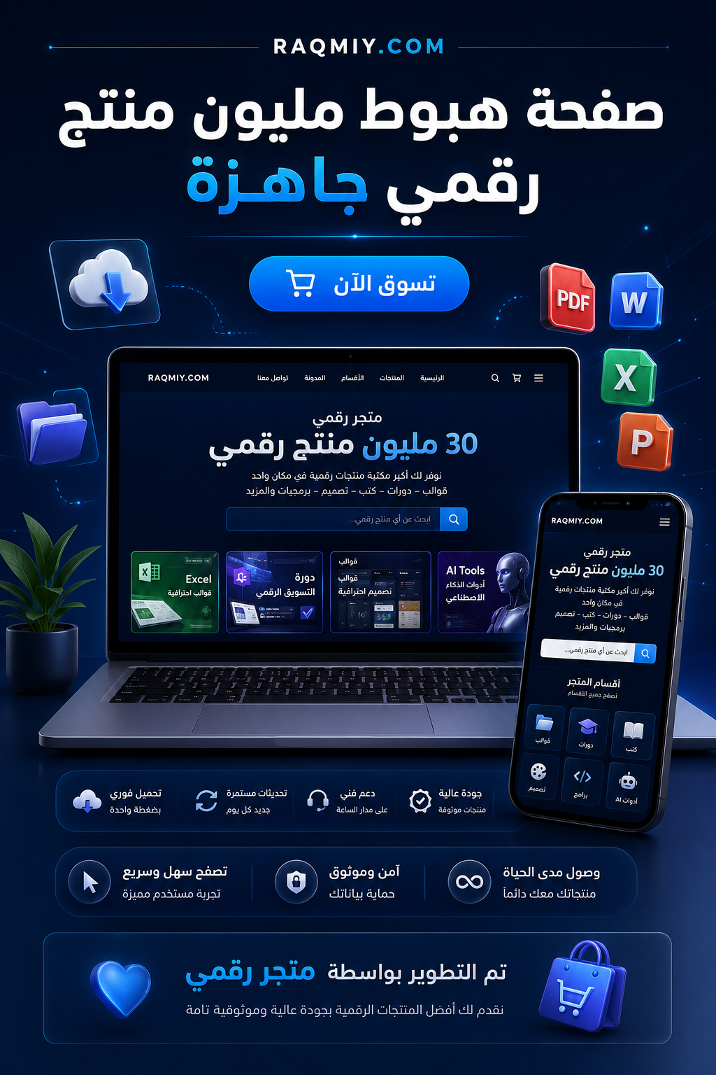 صفحة هبوط احترافية بـ Elementor لبيع مليون منتج رقمي