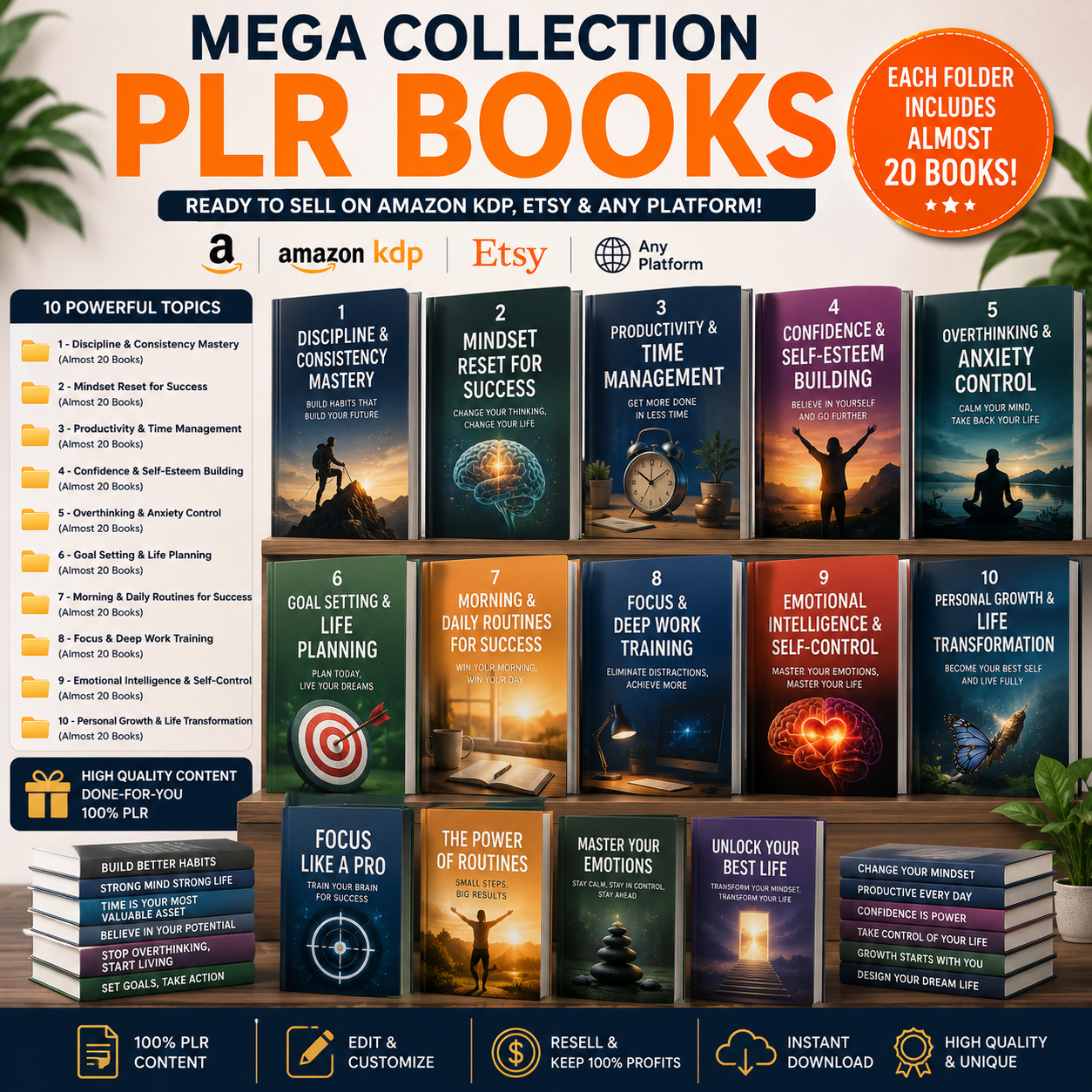 200+ PLR Self-Help Books Bundle | Private Label Rights eBooks for Resell & Digital Business