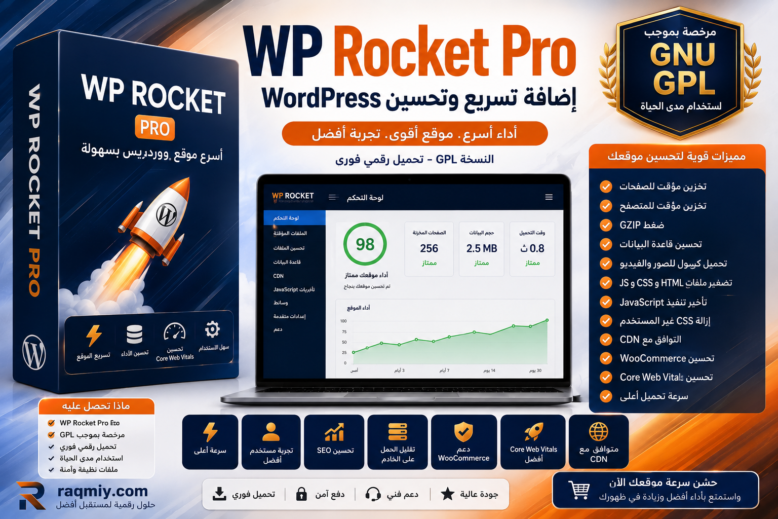 WP Rocket Pro GPL – إضافة تسريع وتحسين WordPress