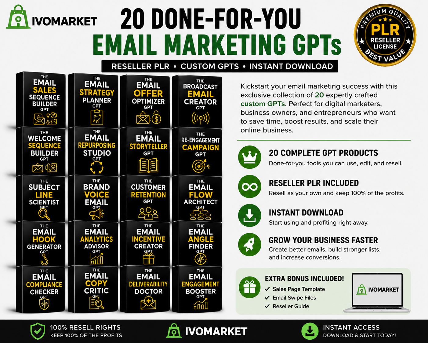 20 Email Marketing GPTs PLR Bundle | Reseller Rights