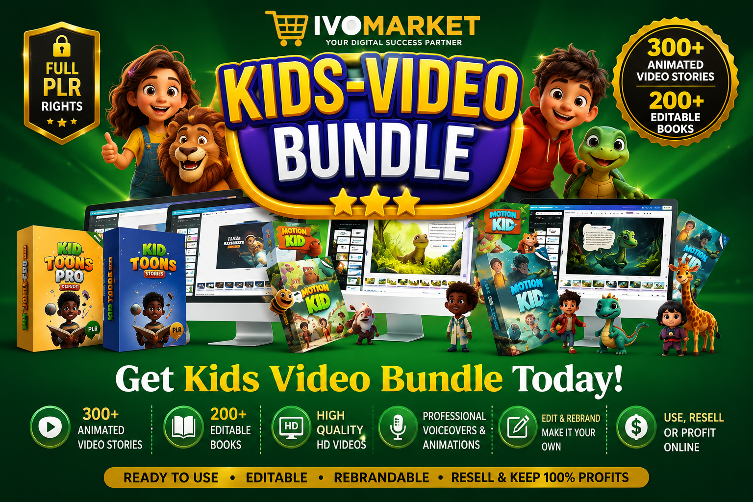 Kids Video Bundle PLR – 300+ Animated Stories & 200+ Editable Books