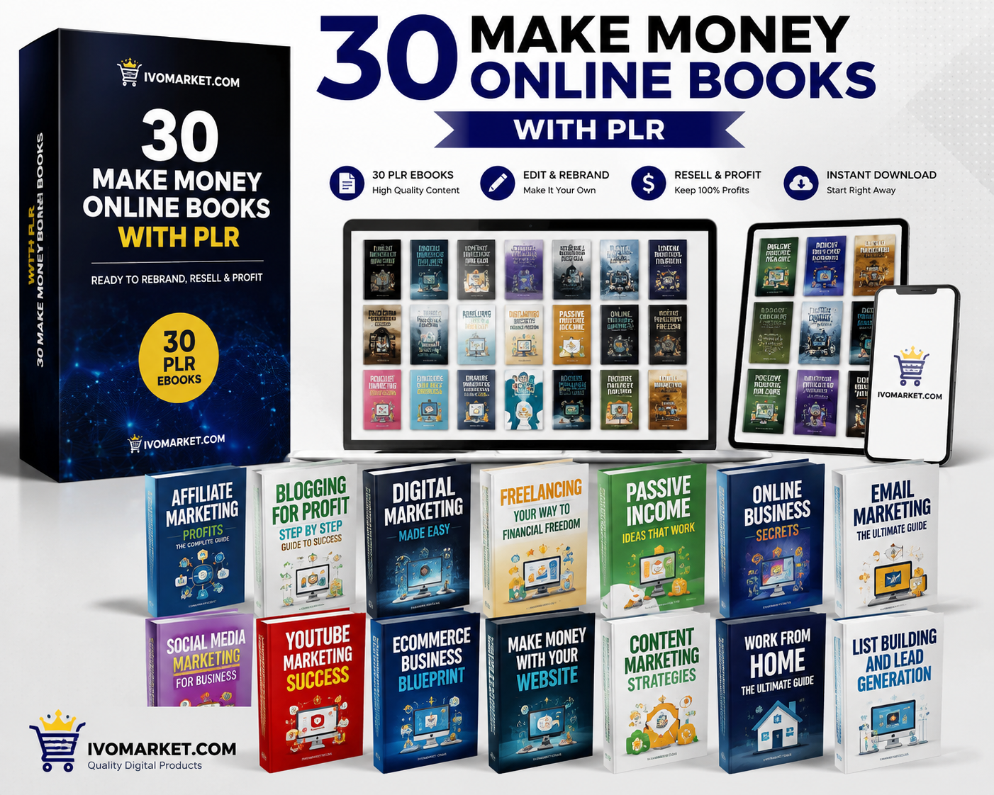 30 Make Money Online Books with PLR