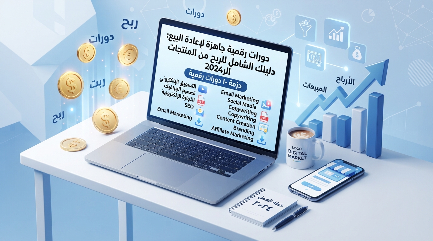 دورات رقمية جاهزة لإعادة البيع: دليلك الشامل للربح من المنتجات الرقمية 2024
