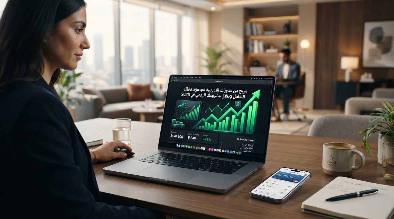 الربح من الدورات التدريبية الجاهزة: دليلك الشامل لإطلاق مشروعك الرقمي في 2026