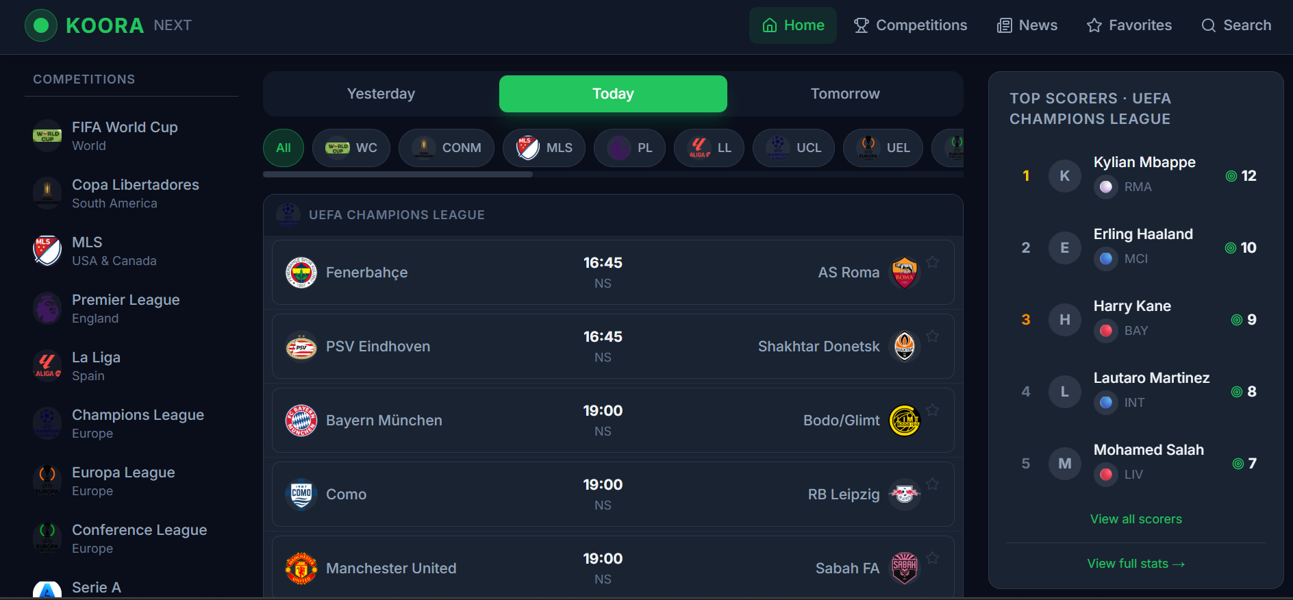 Live football scores